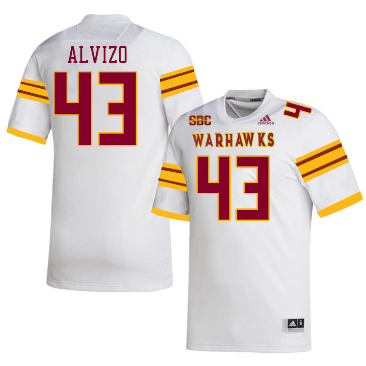 #43 Mark Alvizo Louisiana-Monroe Warhawks College Football Jerseys Stitched-White